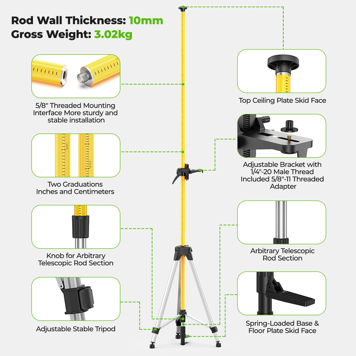 Huepar LP36 - 3,7m Laser Teleskopstange