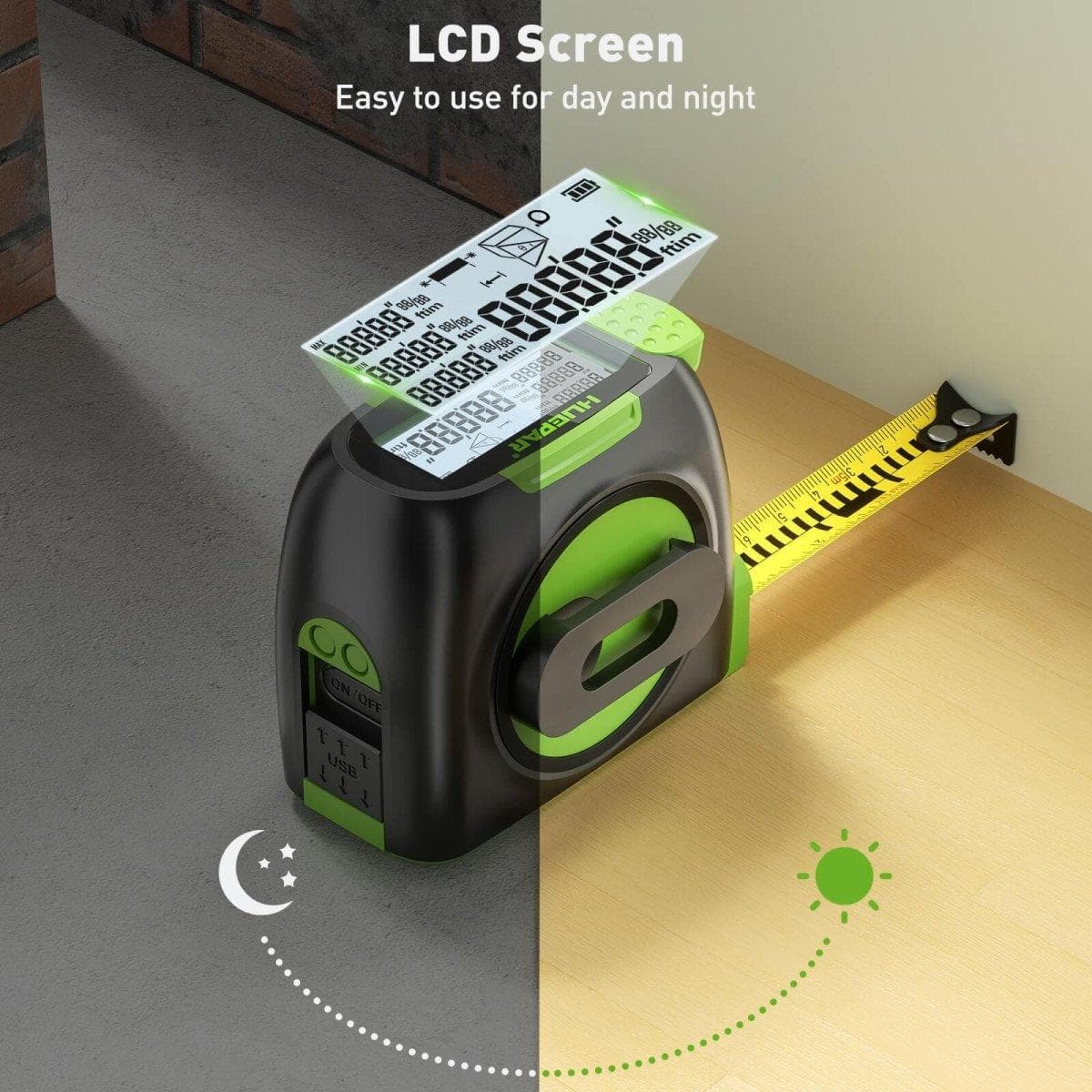 Huepar DT30 - 60M Laser - Bandmaß Digitales Entfernungsmessgerät - HUEPAR DE