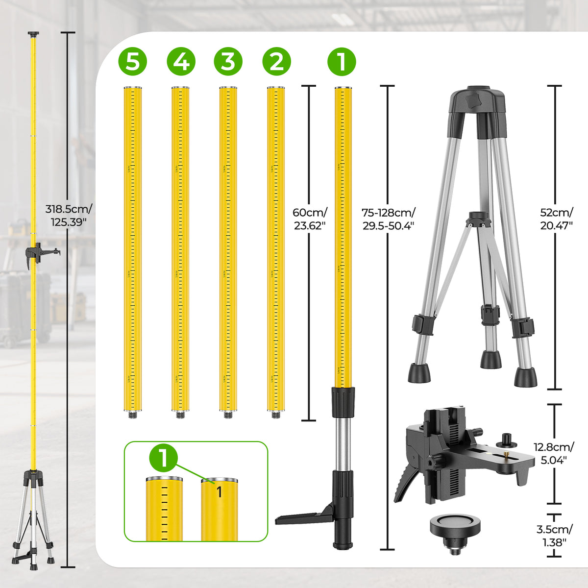 Huepar LP36 - 3,7m Laser Teleskopstange