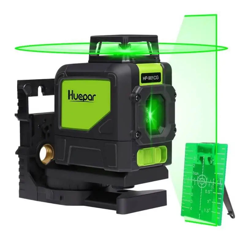 Huepar 901CG – selbstnivellierender Kreuzlinien-Laser mit 360 Grad grünem Strahl und magnetischer Schwenkbasis
