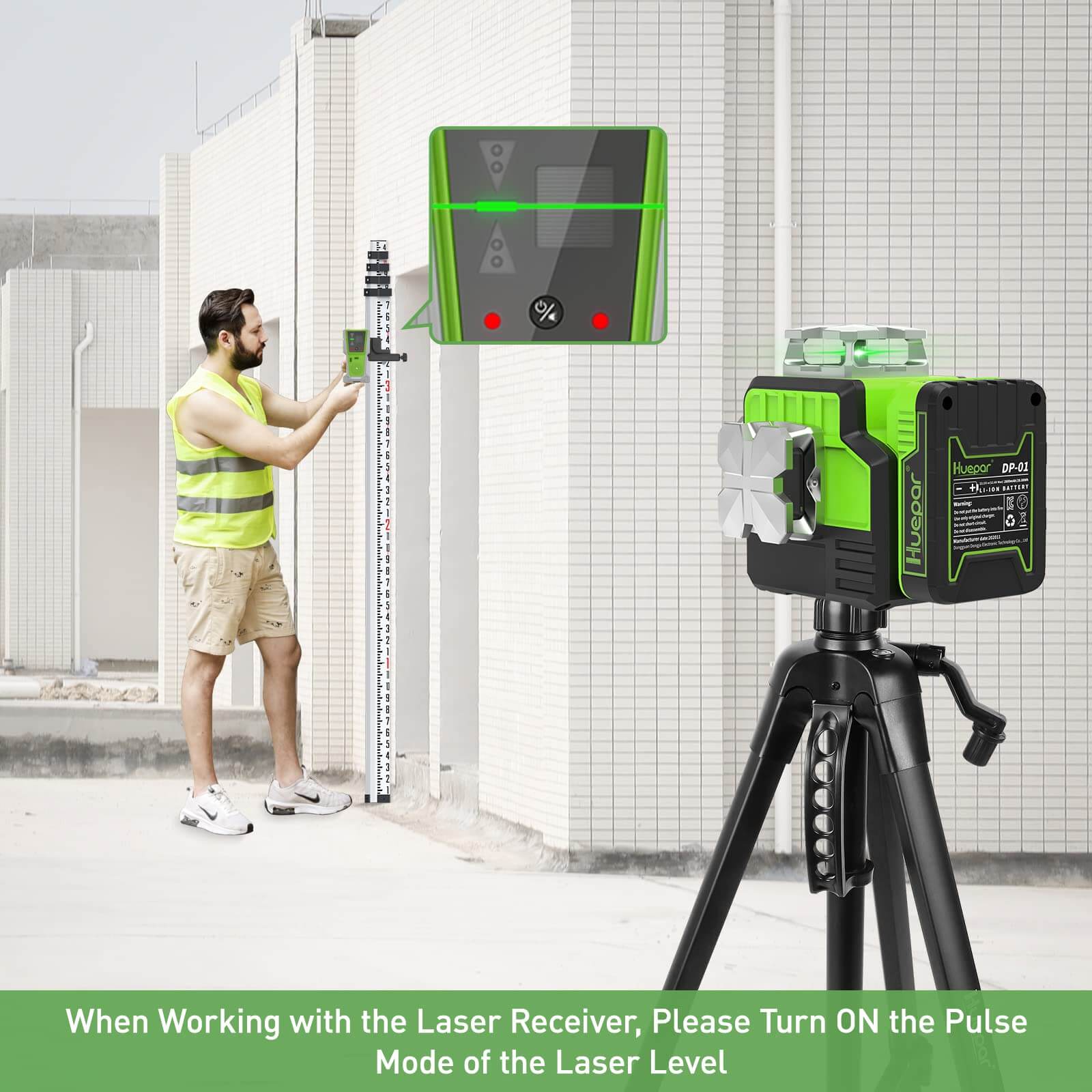 Huepar LR8RG - Laserdetektor für Linienlaser-Nivelliergeräte