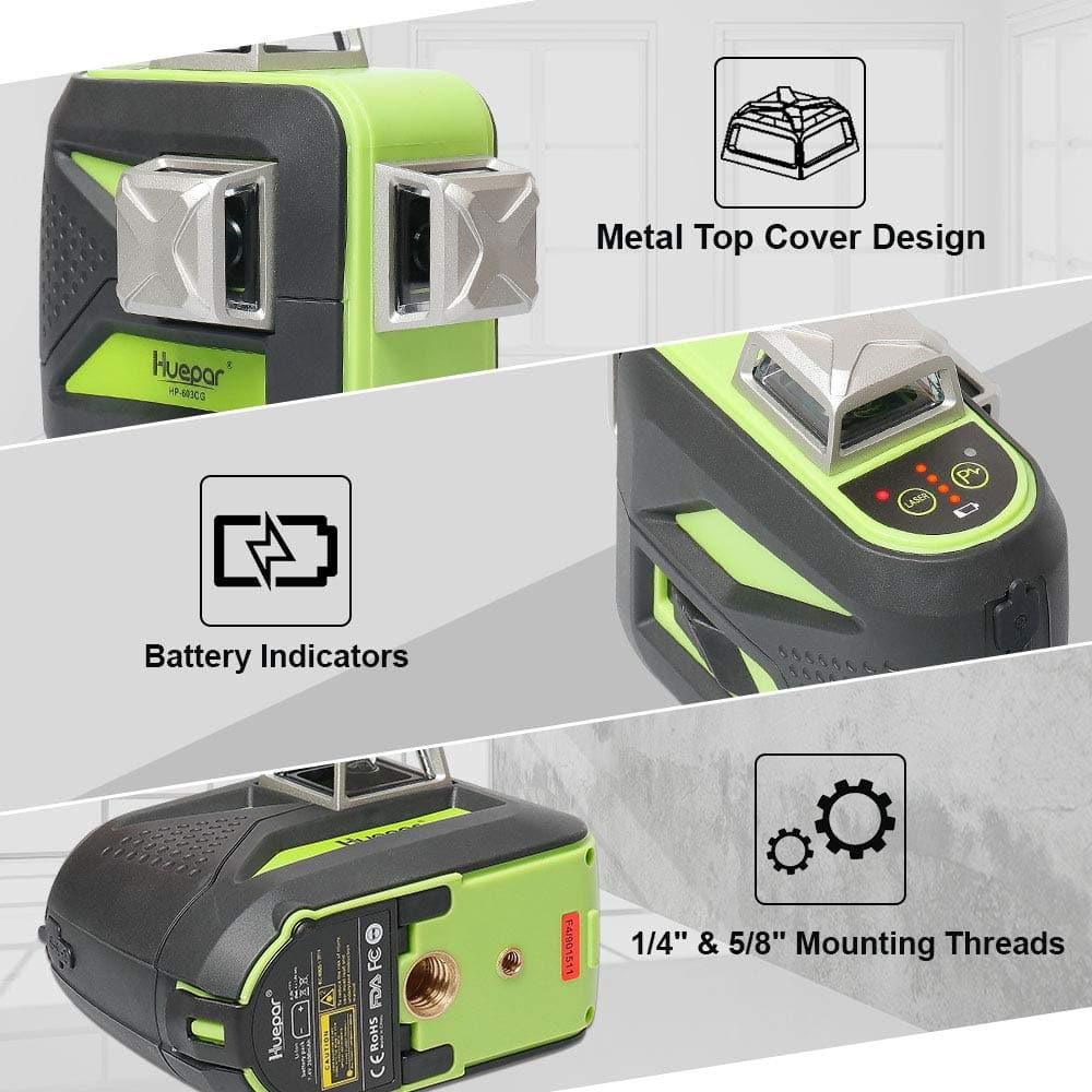 Huepar 901CG kruislijnlaser, 360 graden, groen Huepar 901CG kruislijnlaser, 360 graden, groen