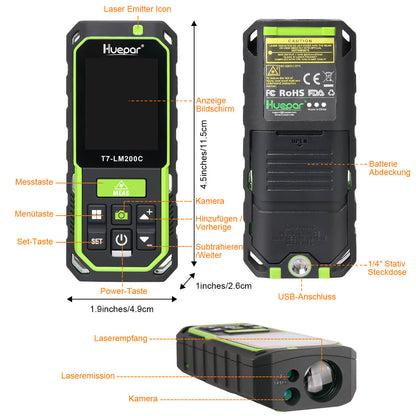 Huepar LM200C - 200M Laser Entfernungsmesser - HUEPAR DE