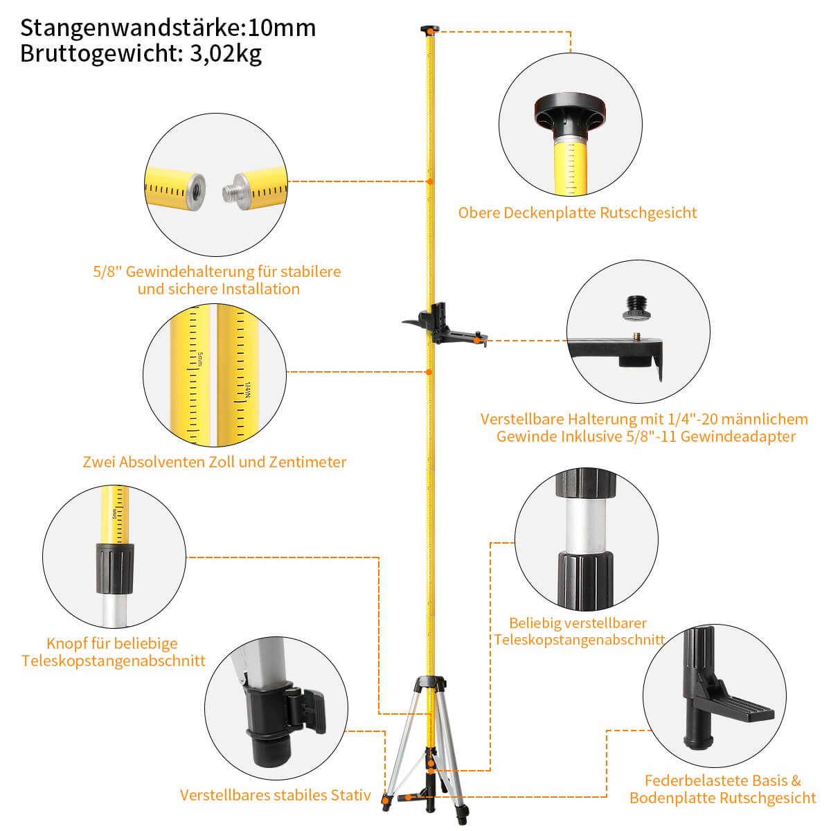 Huepar LP36 - 3,7m Laser Teleskopstange - HUEPAR DE