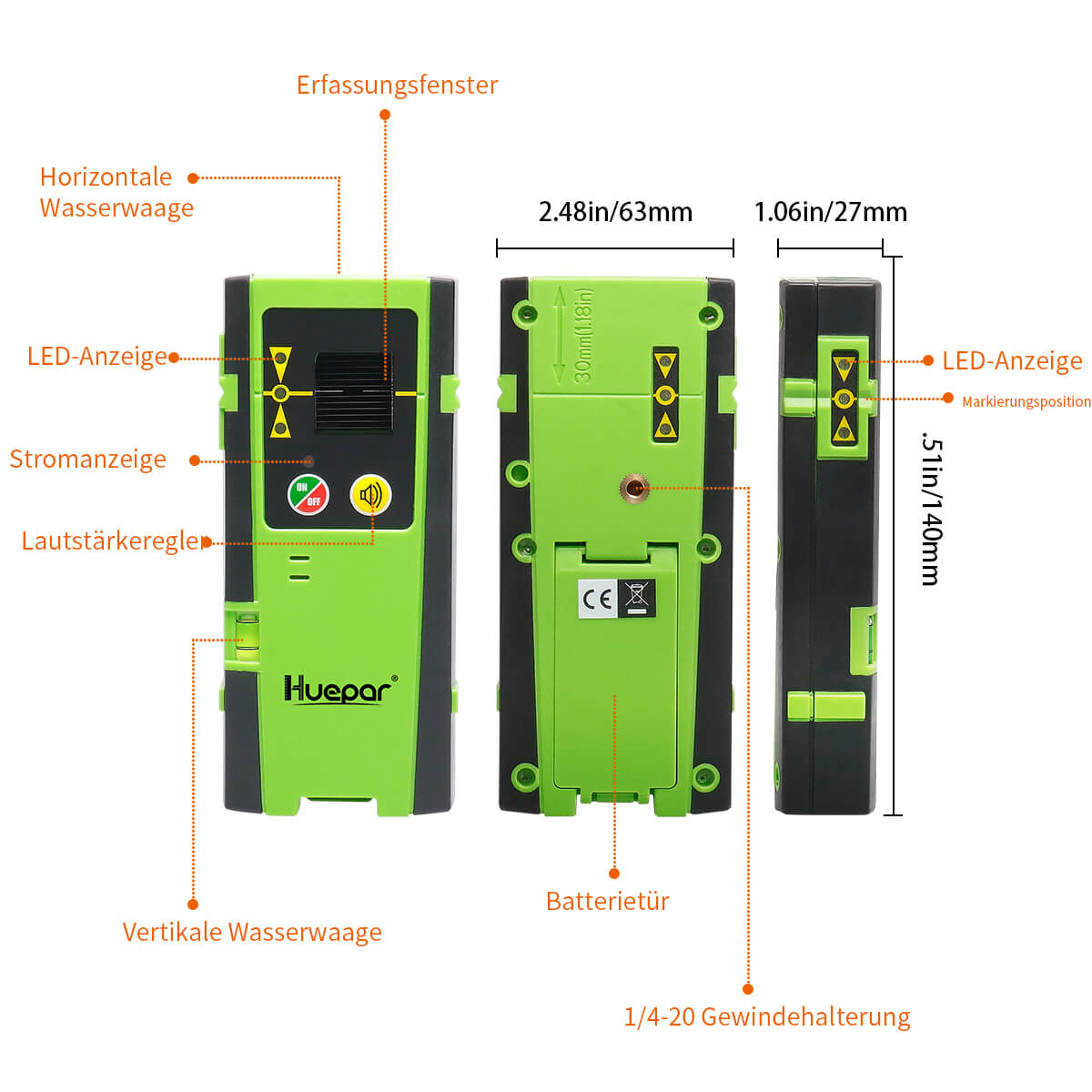 Huepar LR6RG Laserdetektor - HUEPAR DE