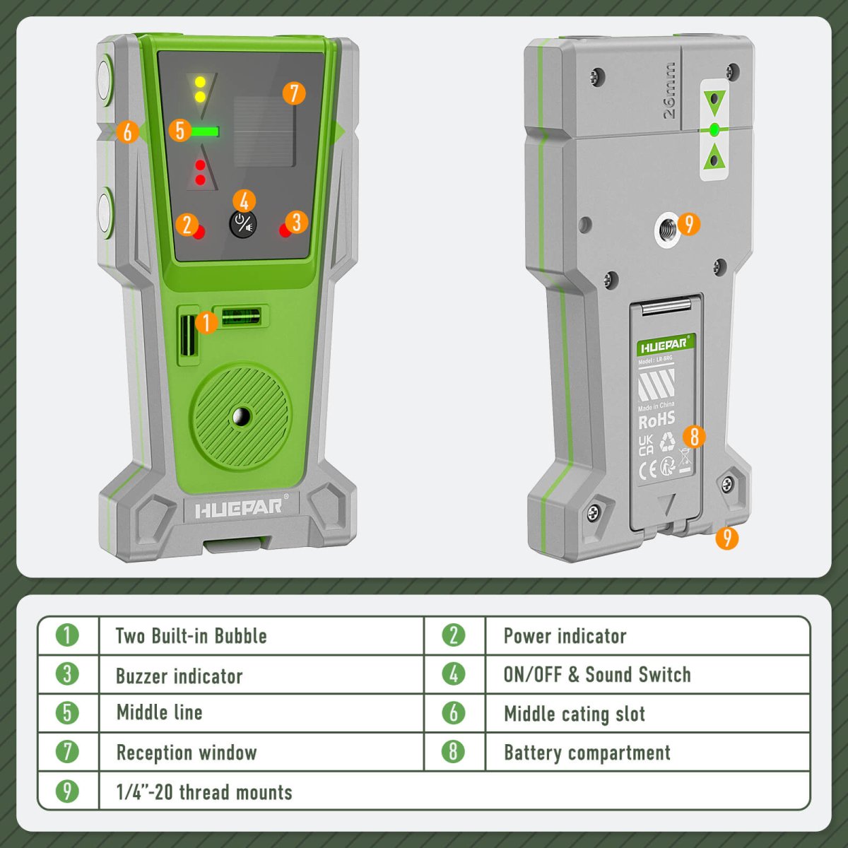 Huepar LR8RG Laserdetektor - HUEPAR DE