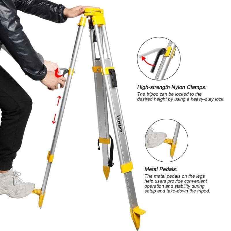 Huepar M3Y - Aluminium Flachkopf Schwerlaststativ 1,65m / 65" mit 5/8" - 11 Außengewinde - HUEPAR DE