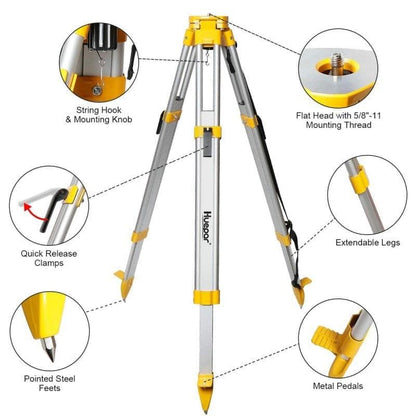 Huepar M3Y - Aluminium Flachkopf Schwerlaststativ 1,65m / 65" mit 5/8" - 11 Außengewinde - HUEPAR DE