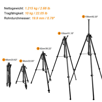 Huepar TPD16 - 1,6m Flachkopf - Aluminiumstativ für Kreuzlinienlaser - HUEPAR DE