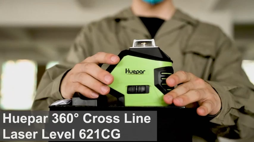 Huepar 621CG – selbstnivellierendes grünes Laser-Nivellierkreuz mit 2 Lotpunkten