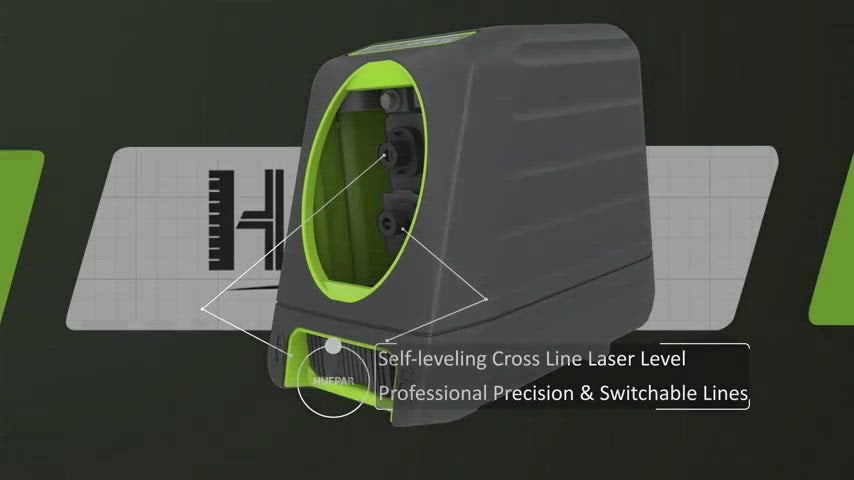 Huepar BOX1G – 45 m grüner selbstnivellierender Kreuzlinien-Laser für den Außenbereich mit vertikaler Strahlausbreitungsabdeckung von 150°